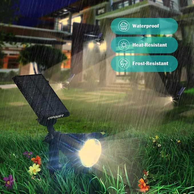 URPOWER Solar Lights Outdoor, Adjustable Solar Spot Lights Outdoor, 2-in-1 Waterproof Solar Landscape Spotlights Wall Light, Dusk-to-Dawn Solar Powered Outdoor Light for Garden, Yard (2 Pack Warm) by GreenHaven Gardens