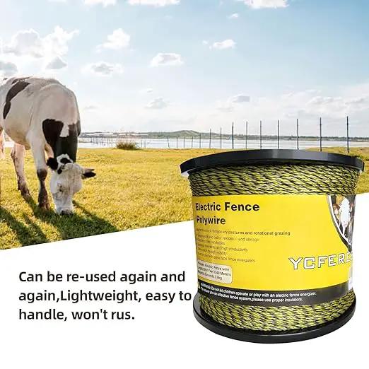 Upgraded Electric Fence Polywire 5050 Feet 1540 Meters, 6 Stainless Steel Strands for Reliable Conductivity and Rust Resistance, Portable Electric Fencing,UV, Rust Resistant by GreenHaven Gardens