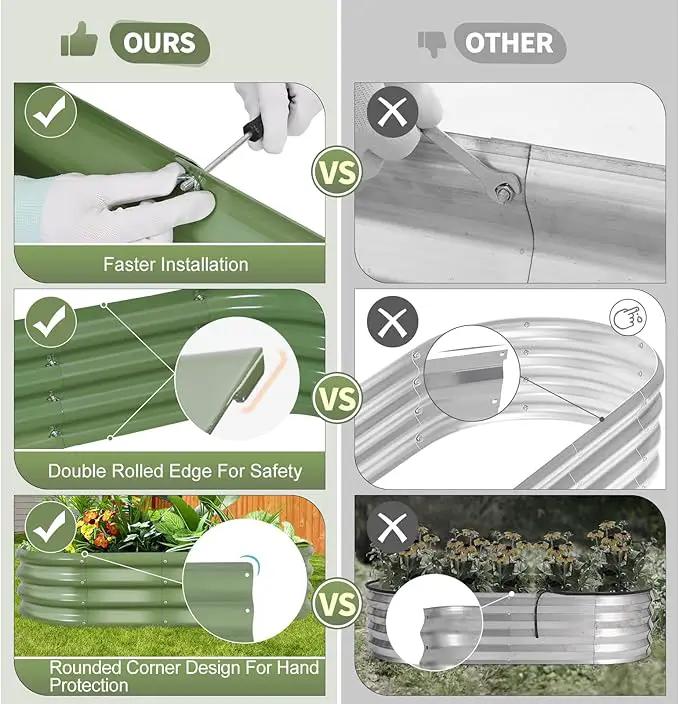 Galvanized Raised Garden Bed Outdoor- 2 Pcs Raised Beds for Gardening| Metal Planter Box, Steel Raised Garden Bed Kit with Gloves for Vegetables, Flower, Herbs (4x2x1FT, Green) by GreenHaven Gardens