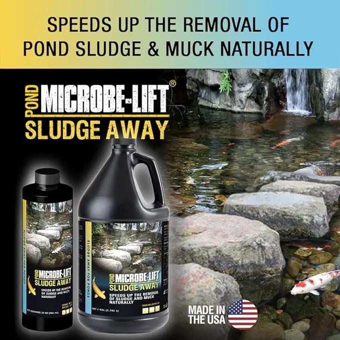 MICROBE-LIFT MLXSAQ Sludge-Away Pond and Outdoor Water Garden Sludge and Muck Remover, Safe for Live Koi Fish, Plant Life, and Decor, 32 Ounces by GreenHaven Gardens