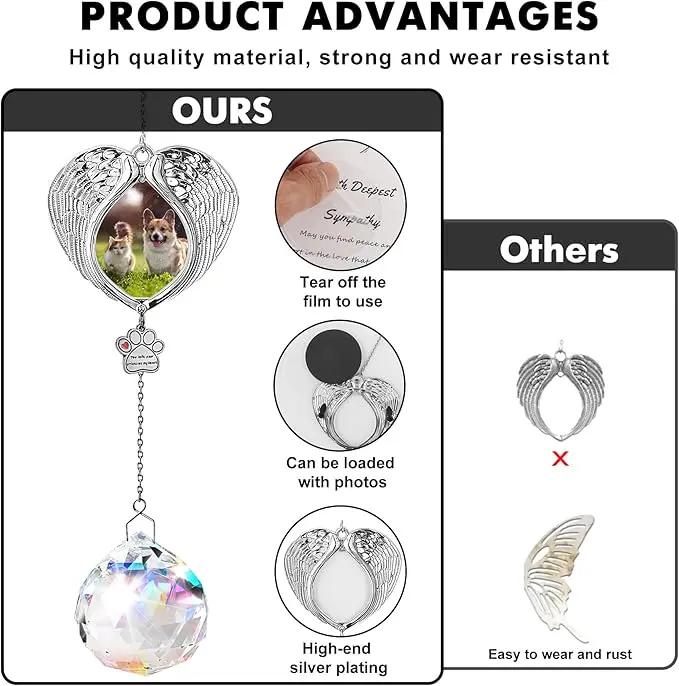 Pet Memorial Suncatcher - Dog Memorial Gifts for Loss of Dog, Christmas Pet Paw Print Photo Ornament, Pet Sympathy Gift, Bereavement Gift Ideas for Dog or Cat Passing Away, Remembrance, Silver Metal by GreenHaven Gardens