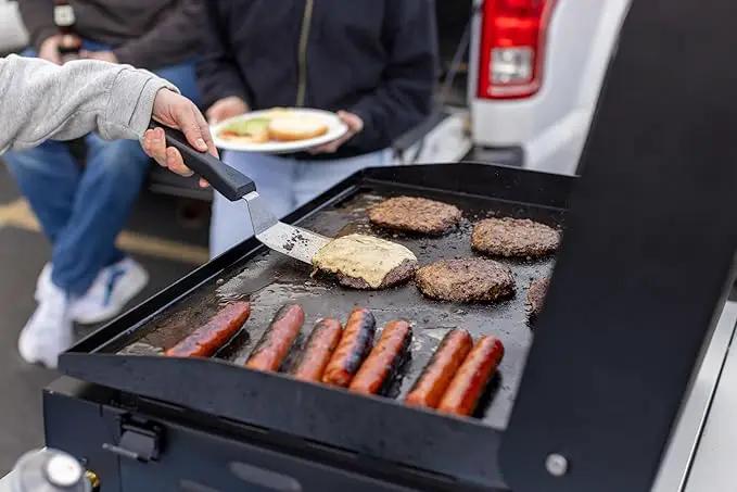 Gridiron Gameday 24" Flat Top Grill – Portable Tabletop Griddle with Hinged Lid, 24,000 BTUs, Flamethrower Ignition, Dual Heat Zones & Adjustable Legs for Tailgating, Camping, Outdoor Cooking by GreenHaven Gardens
