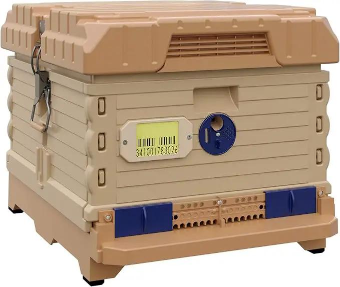 Ergo Insulated 10 Frame Bee Hive Set [NO Frames Included] (Single Hive, Tan Body Blue Entrance) by GreenHaven Gardens