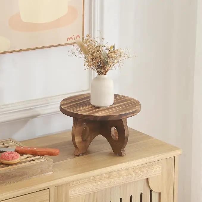 Plant Stand Indoor Wooden Plant Stool Round Stand Risers for Decor Plant Pedestal Stand Farmhouse Rustic Decorative Display Flower Holder Pedestal Board Brown by GreenHaven Gardens
