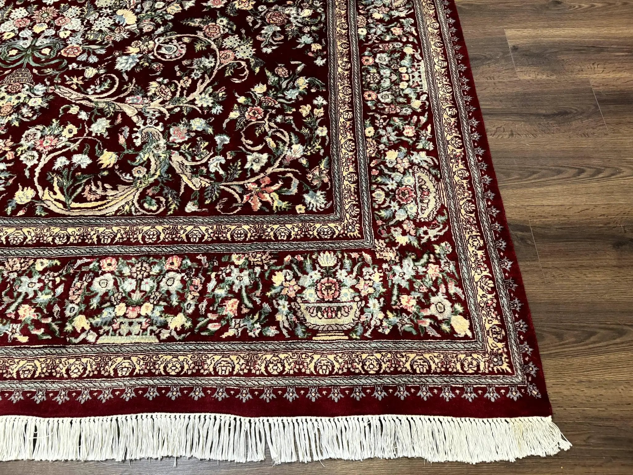 Burgundy Persian Rug 8x10, Pak Persian Floral Carpet, Very Fine 300 KPSI by Jewel Rugs