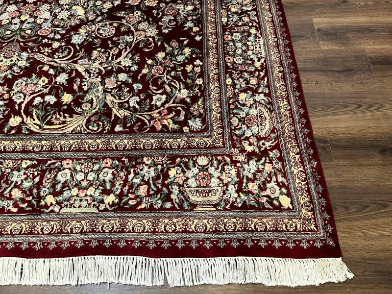Burgundy Persian Rug 8x10, Pak Persian Floral Carpet, Very Fine 300 KPSI by Jewel Rugs
