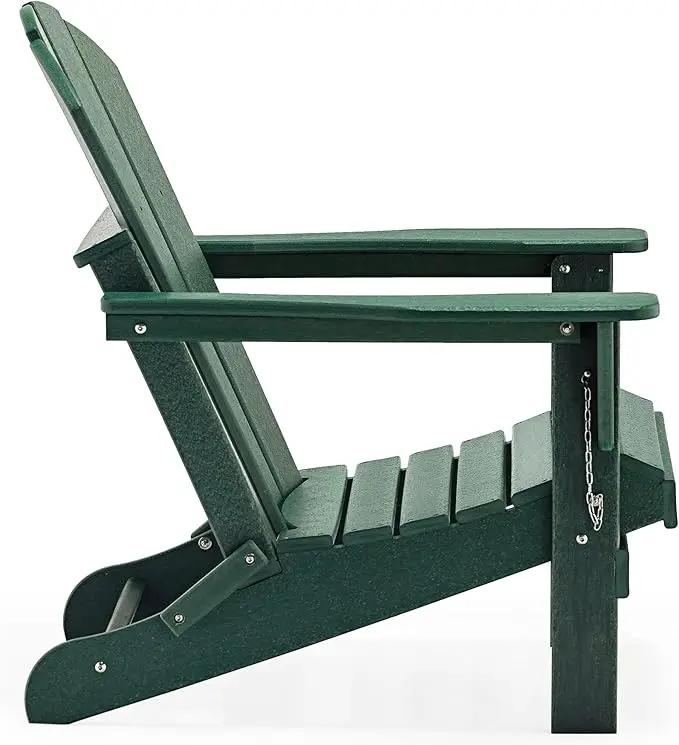 WO Home Furniture Adirondack Chairs Table Set of 3 PCS Outdoor Folding Chairs Side End Table Weather/UV Resistant for Lawn, Garden, Bon Fire, Balcony (Dark Green) by GreenHaven Gardens