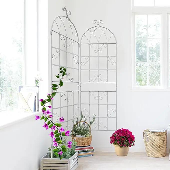 Metal Garden Trellis Rustproof Trellis for Climbing Plants Outdoor Flower Support Butterfly Deco (Cream White-4 Pack, 71"x19.7") by GreenHaven Gardens