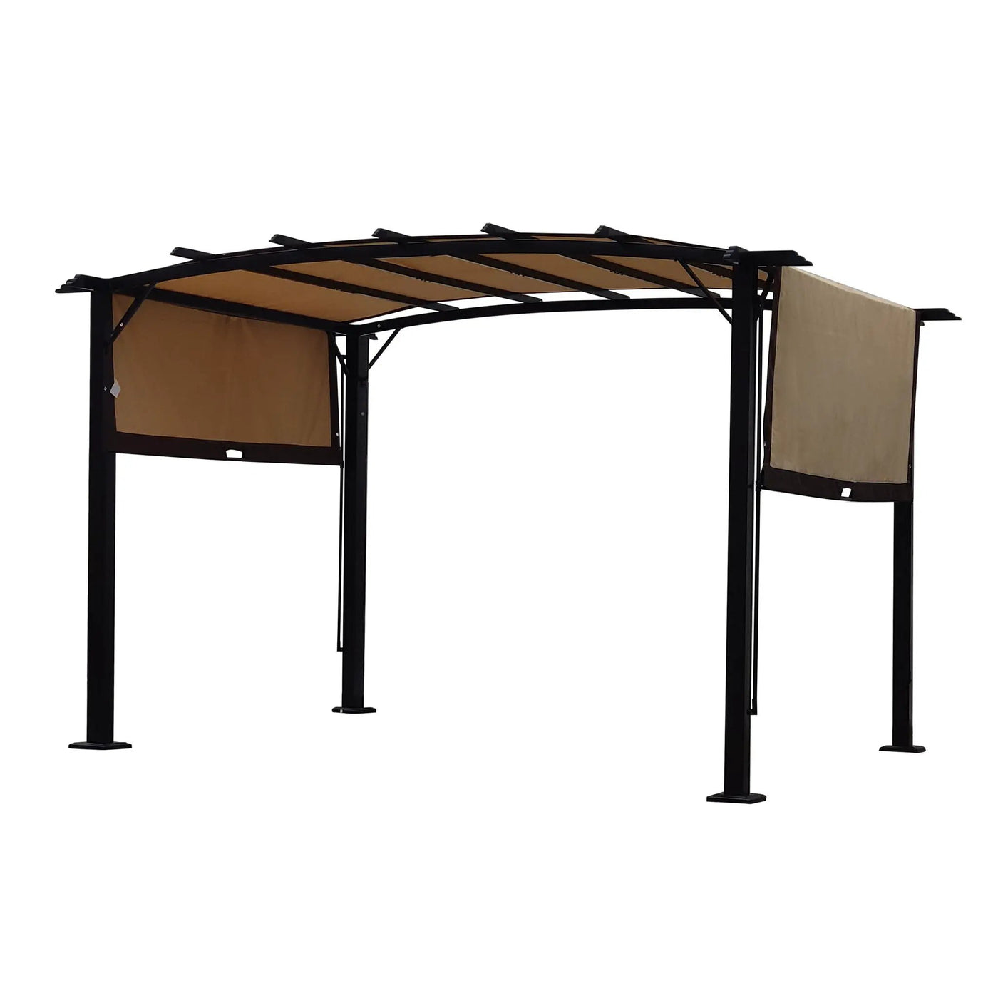 Outdoor Patio Pergola Gazebo - Steel Frame Sun Shelter With Retractable Canopy by HouseOfZazla