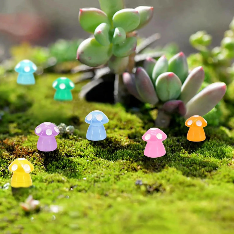 50Pcs Luminous Mini Mushrooms, Small Fairy Garden Mushrooms, Tiny Mushrooms Figurines for DIY Craft Micro Landscaping Decoration by GreenHaven Gardens