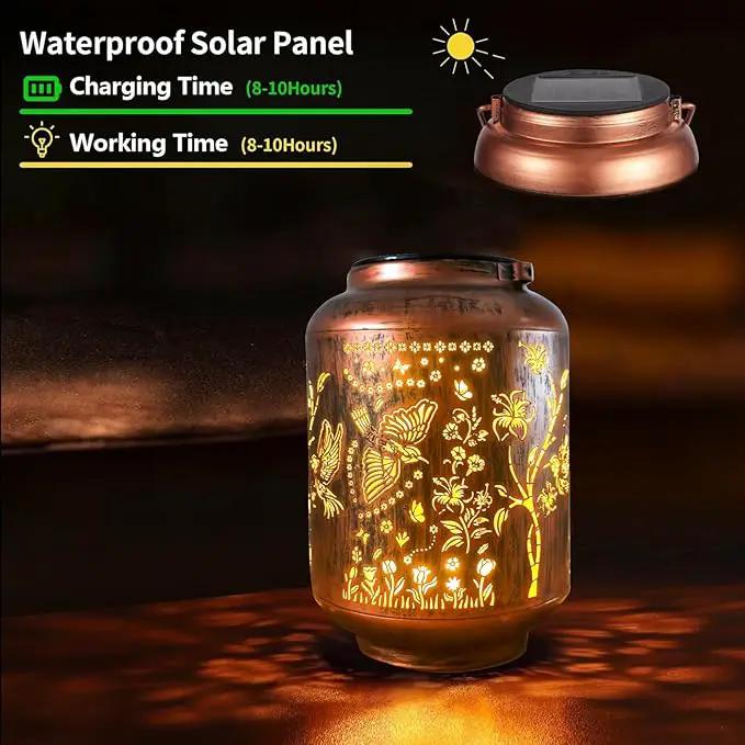 Solar Lantern Outdoor Waterproof Cardinal Style Garden Decoration, Solar Lamp Carved with Elegant Birds and Flowers, Suitable for Courtyards, Backyards, and Porches. by GreenHaven Gardens