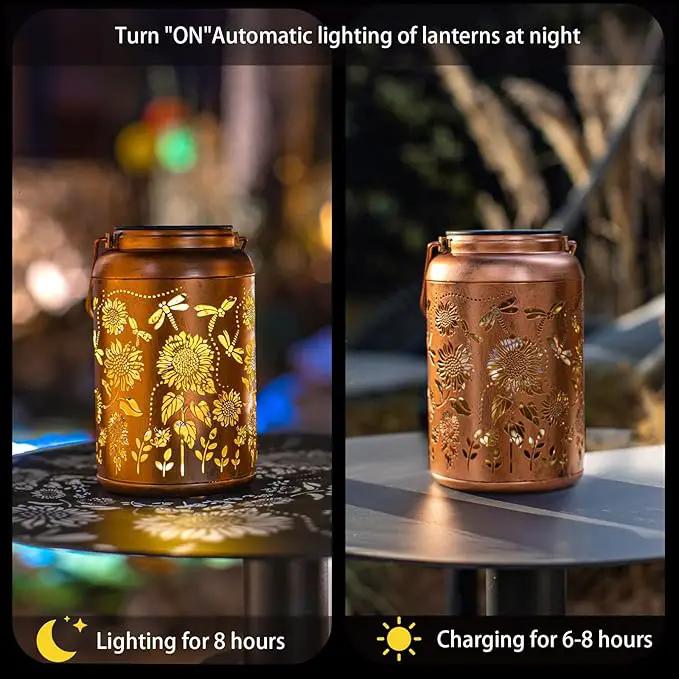 Solar Lanterns Dragonfly Lights Outdoor Decor Hanging Lantern Waterproof Metal LED Sunflower Light Decorative Garden,Yard,Patio,Lawn,Christmas Gifts for Women Mon Grandma by GreenHaven Gardens