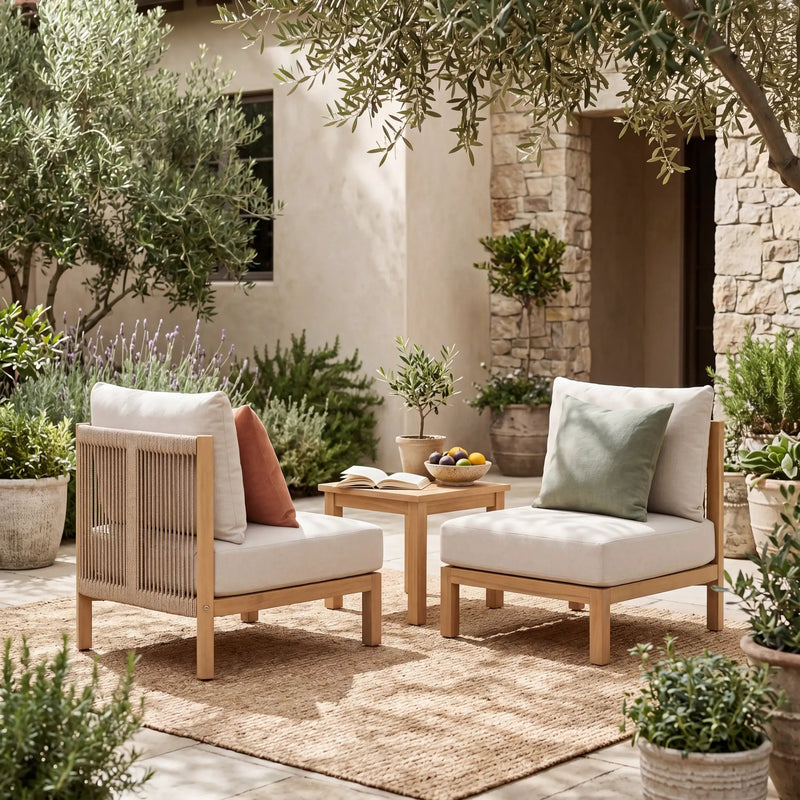 Acacia Wood Patio Furniture Club Chair Set of Two by HouseOfZazla