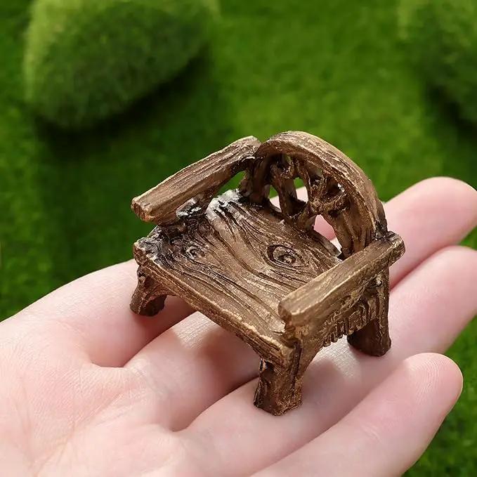 Skylety 12 Pieces Garden Furniture Ornaments Miniature Table and Chairs Set Village Micro Resin Bench Chair for Dollhouse Accessories Home Micro Landscape (Cute Style) by GreenHaven Gardens