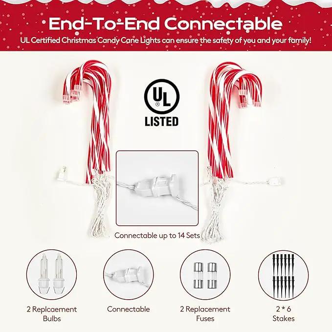 Christmas Candy Cane Lights 12Pcs Christmas Pathway Lights with 72 Count Incandescent Clear Lights, Connectable 12 Inch Pathway Makers Lights for Indoor Outdoor Walkway Patio Yard Lawn Decorations by GreenHaven Gardens