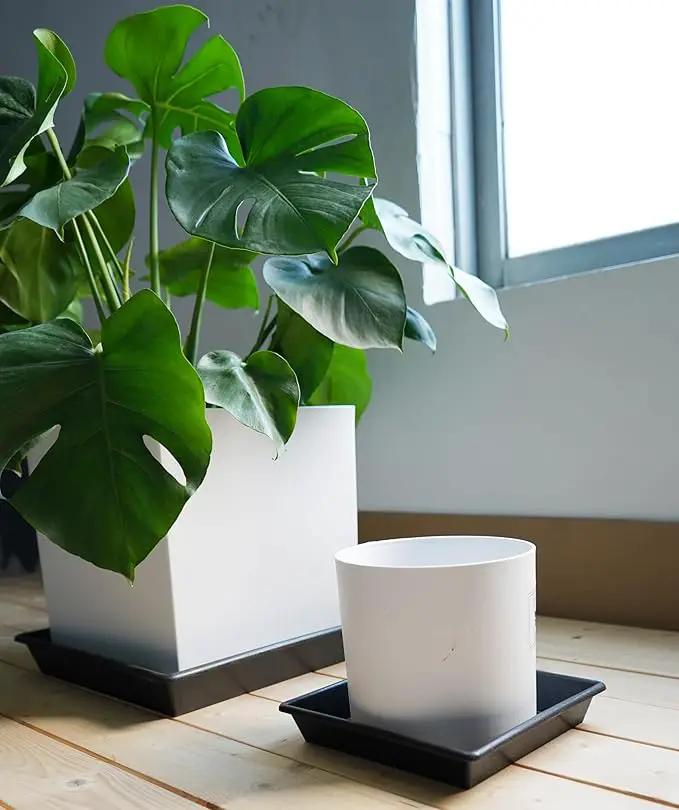 Square Plant Saucer 18 Inch 4 Pack, Plant Stand Plant Trays for Pots Heavy Duty Plastic Plant Saucers for Indoors Outdoors, Flower Pot No Holes Terracotta Plant Lover Gardening Gifts by GreenHaven Gardens