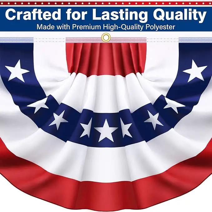 3x6 Ft 2 Pack American Pleated Fan Flag, Patriotic Half Fan Banner American Flag Decoration Bunting for Outside Red White and Blue Decor Independence Day Memorial Day 4th of july Decorations by GreenHaven Gardens