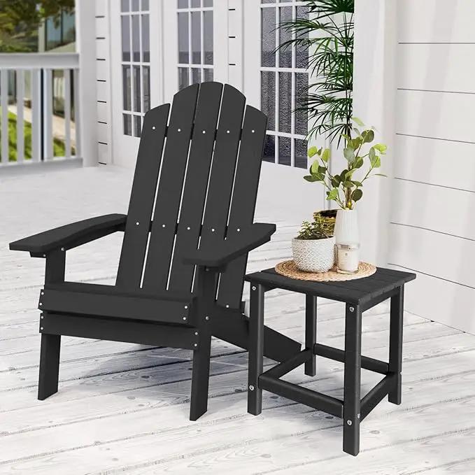 Adirondack Side Table Outdoor, HDPE Small Outdoor Table for Patio,Outside End Table for Porch, Deck, Pool, Weather Resistant/Easy Maintenance/Indoor or Outdoor Use, Back by GreenHaven Gardens