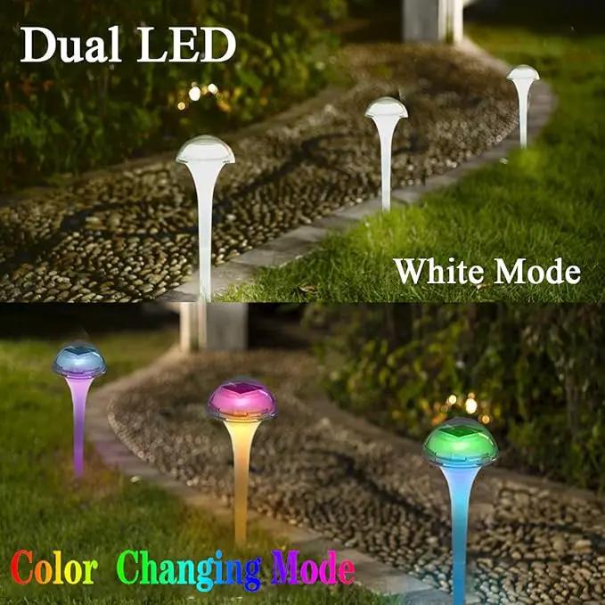 pearlstar Solar Lights Outdoor Mushroom Garden Pathway Lights LED Landscape Lighting Waterproof for Path Lawn Patio Yard Walkway Driveway, 2 Lights Effect,White&Color Changing Light(6pack) by GreenHaven Gardens