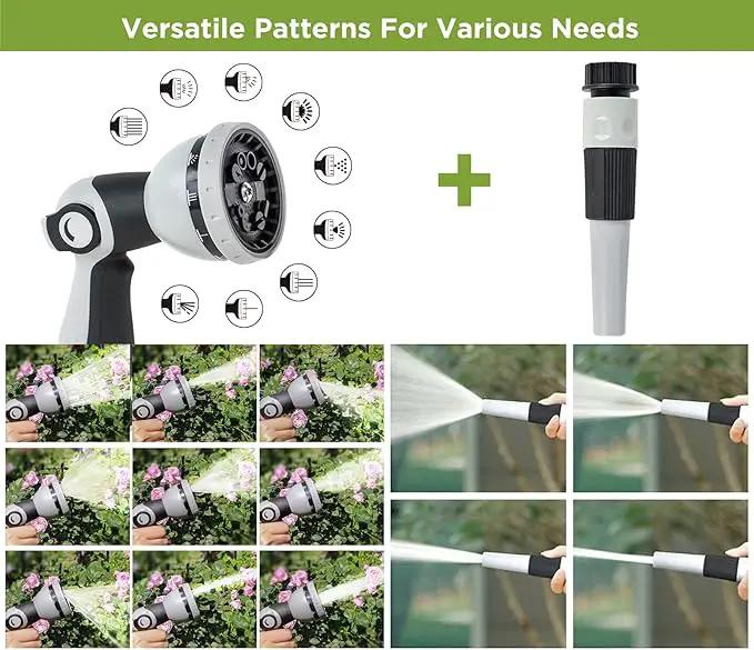 Tuyeho Retractable Garden Hose Reel 5/8" x 90 ft, Wall Mount Water Hose Reels with Automatic Slow Rewind System, Outdoor Hoses Reel with 2 Hose Nozzles for Garden Watering, Car Wash, Pet Shower by GreenHaven Gardens
