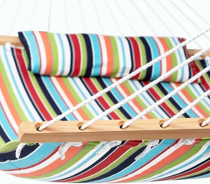 Lazy Daze 12 FT Sunbrella Fabric Hammock with Spreader Bars and Free Pillow Fits for Two Persons, All Weather and Fade Resistant for Patio Yard, 450 lbs Weight Capacity, Carousel Confetti by GreenHaven Gardens