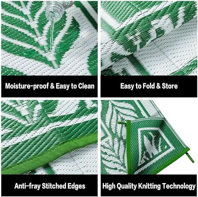 8x10 Patio Waterproof Outdoor Rug Outrside Camping Carpet RV Area Rug Reversible Green Rugs for Deck Entryance Porch Picnic Balcony Beach by GreenHaven Gardens