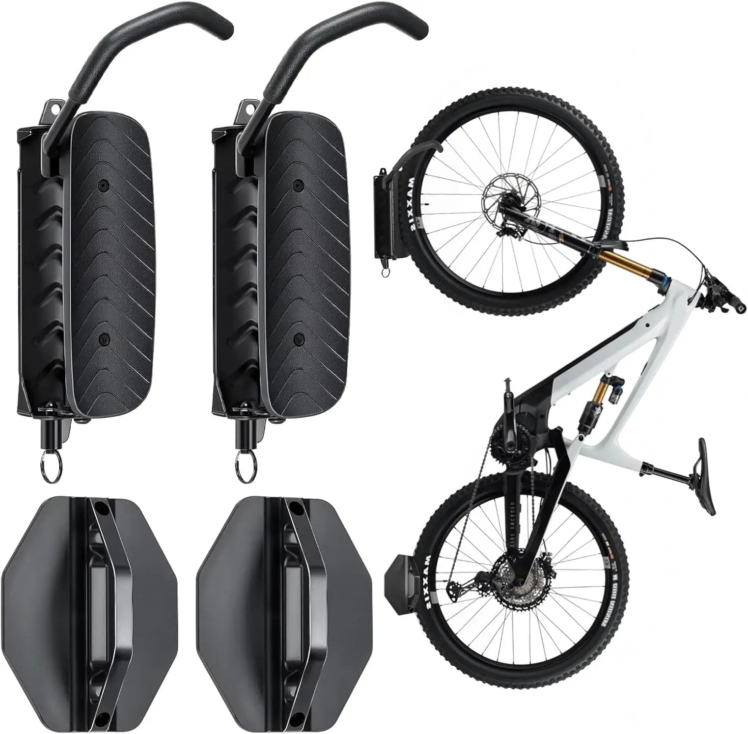 Bike Rack Garage, Bike Wall Mount – 2 Pack Bike Rack for Garage & Indoor Storage, Heavy Duty Vertical Bike Hanger Holds Up to 66 lbs, Space-Saving Bike Wall Rack for Home, Apartment, or Shed by GreenHaven Gardens