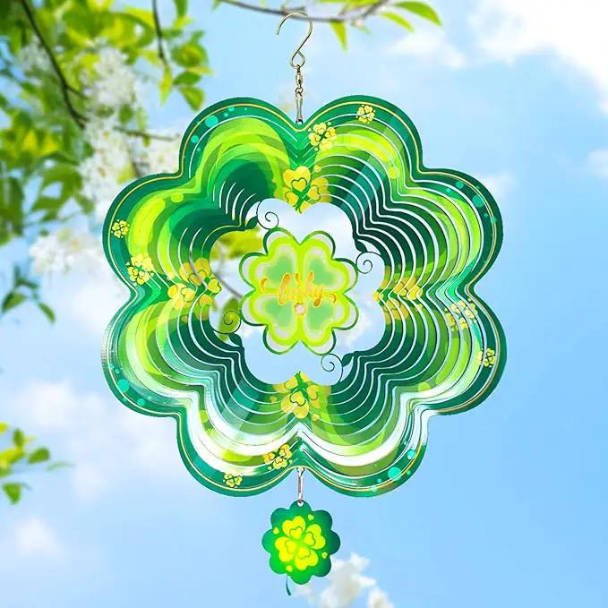St Patricks Day Metal Wind Spinners St. Patrick's Hanging Gifts for Women Mom Grandma,12inch Wind Spinner for Home Party Ornament Spring Outdoor & Indoor Decorations by GreenHaven Gardens