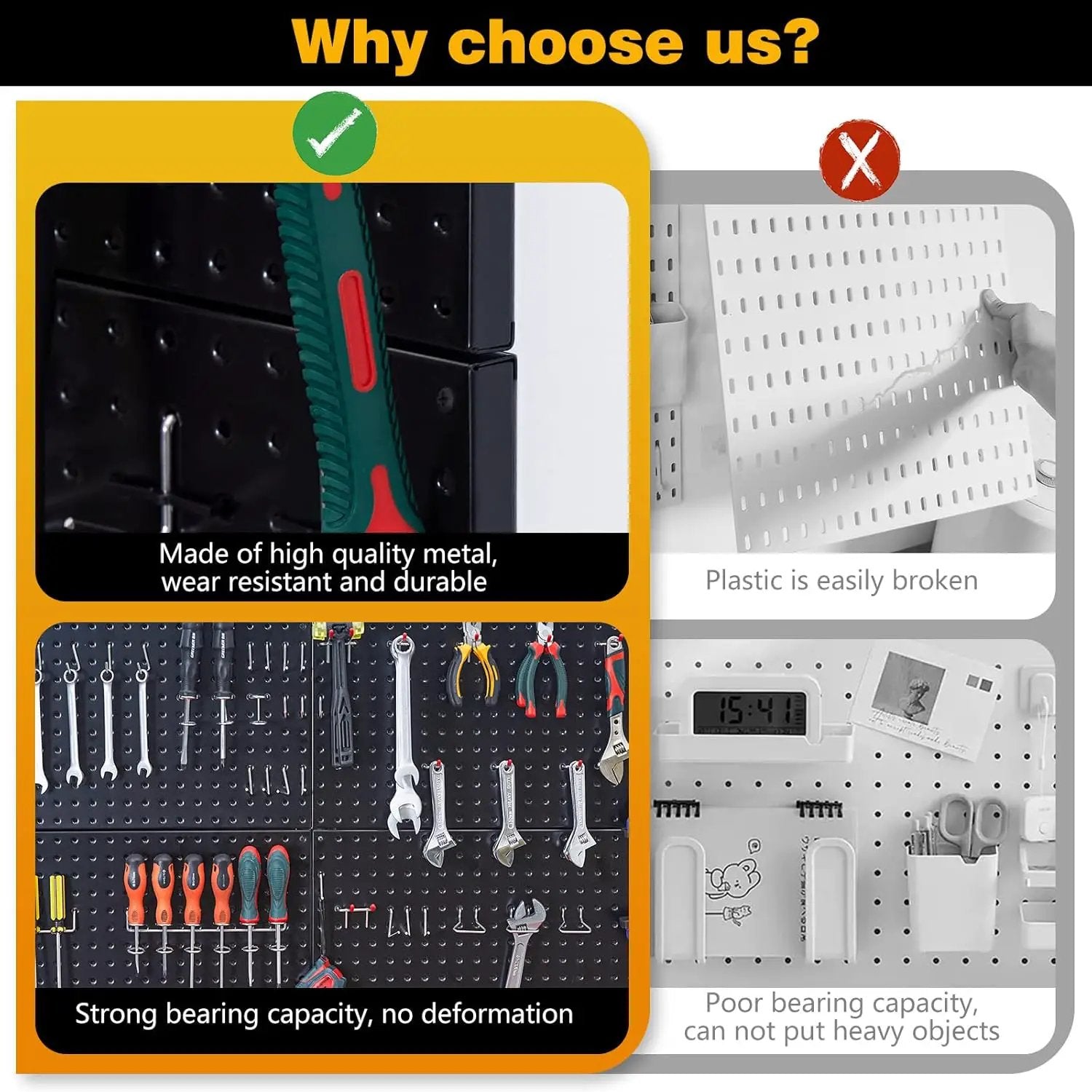 Ultrawall 2 Pcs Metal Pegboard Wall Panels, Peg Boards for Garage Tool Storage by GreenHaven Gardens