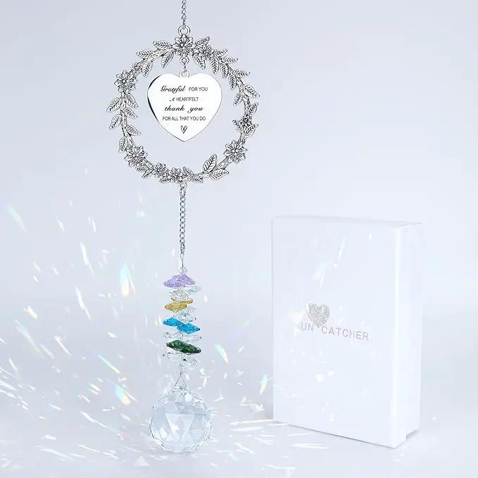 Thank You Sun Catcher Gifts with Engraved Message - Unique Appreciation Gift/Thank You Gift for Women, Friends, Coworkers, Teachers- Gratitude Gifts Hanging Crystal Suncatcher Ornament by GreenHaven Gardens