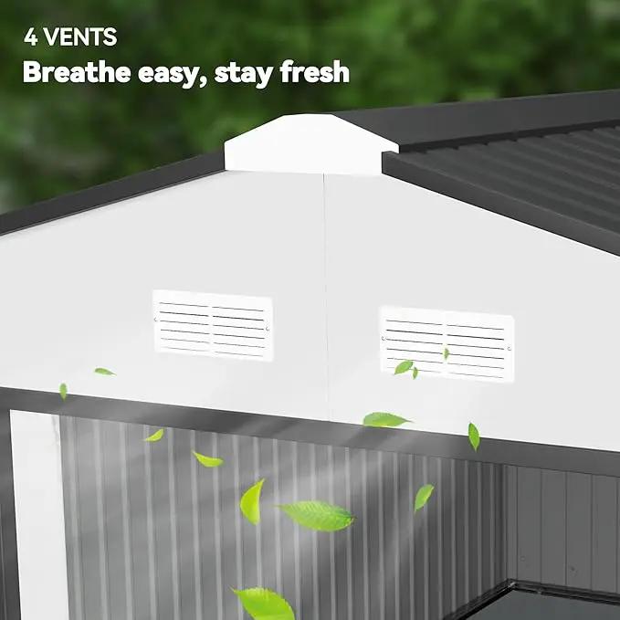 Outsunny 11' x 13' Outdoor Storage Shed, Garden Tool Metal Shed with Foundation Kit, Double Lockable Door, Air Vents and Sloping Roof, for Backyard, Patio, Lawn, White by GreenHaven Gardens