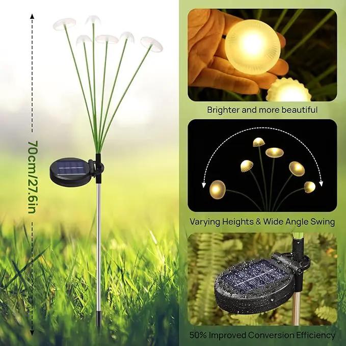 Solar Garden Lights, 4-Pack Dual Mode LED Solar Mushroom Lights, Waterproof Firefly Outdoor Decor for Yard, Patio, and Pathway – Warm White Jellyfish Ambiance by GreenHaven Gardens