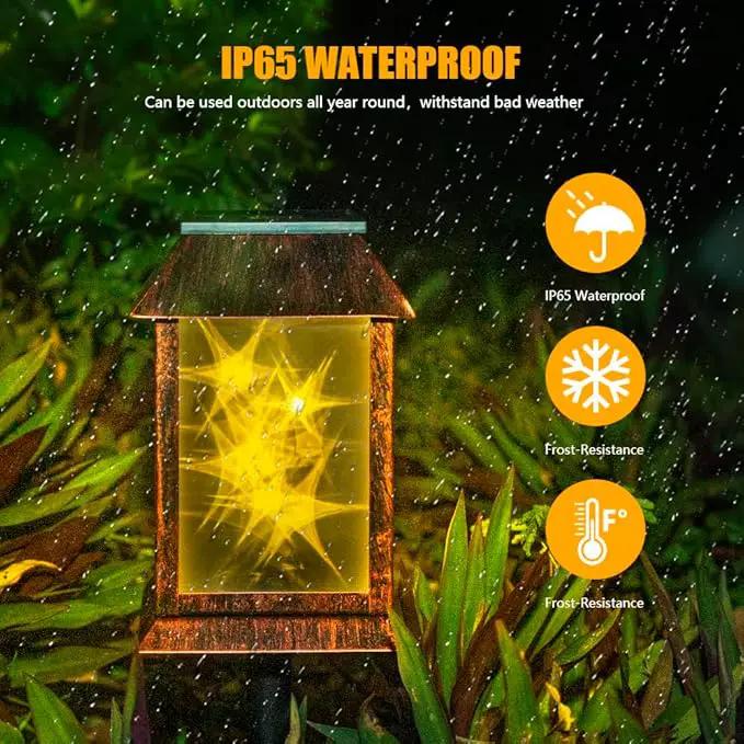 Solar Lanterns Outdoor Waterproof, Upgraded Flashing Mode Solar Lantern Outdoor Lights, 3D Starry Hanging Outdoor Lanterns Lights Stake Lights for Yard Garden Decor（1PCS） by GreenHaven Gardens