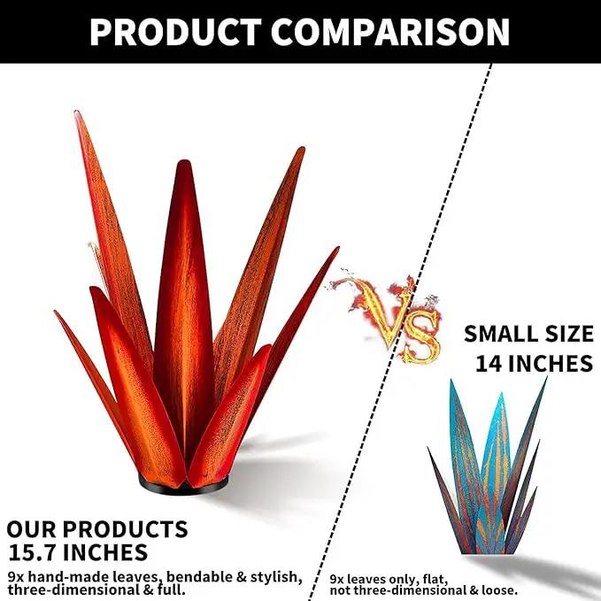 Large Tequila Rustic Sculpture, Rustic Metal Agave Plants for Outdoor Patio Yard, Home Decor Hand Painted Garden Yard Statue, Lawn Ornaments Yard Stakes (Red - L) by GreenHaven Gardens