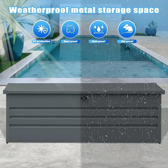 260 Gallon Metal Outdoor Storage Box Waterproof, Extra Large Deck Box and Patio Cushion Box for Storing Gardening Tools, Pool Supplies by GreenHaven Gardens
