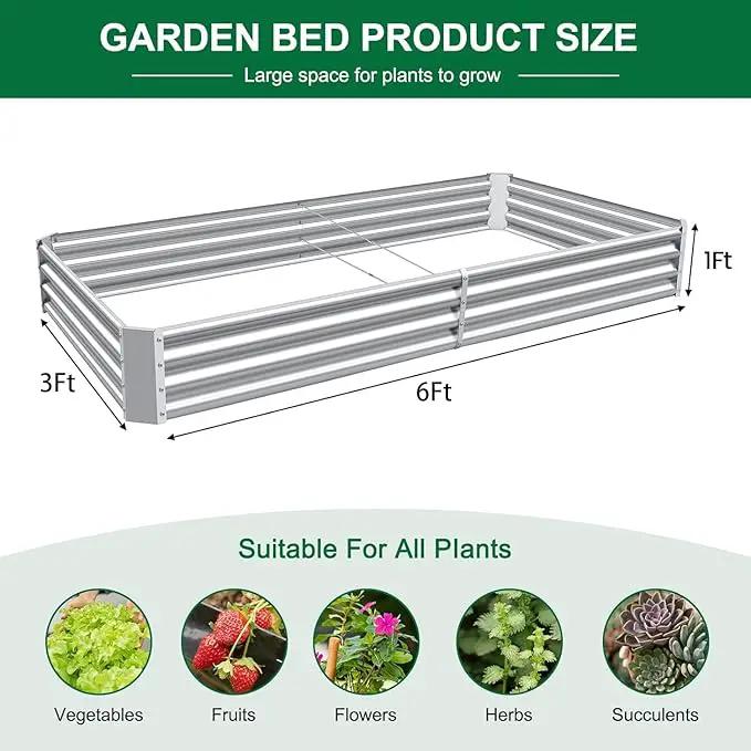 Land Guard 2 Pack 6×3×1ft Galvanized Metal Raised Garden Bed, Metal Planter Kit Box Outdoor for Deep-Rooted Vegetables, Flowers, Green and Herbs…… by GreenHaven Gardens