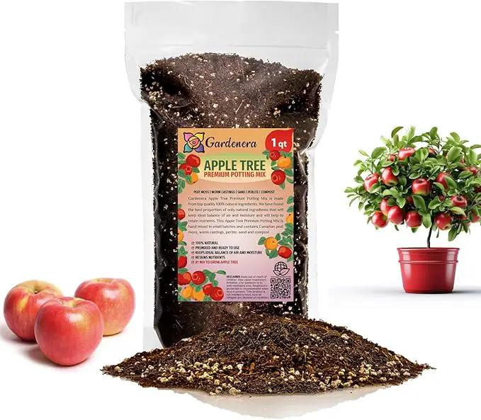 Premium Apple Potting Soil Mix - Optimal Nutrient-Rich Blend for Thriving and Juicy Apples - 1 Quart by GreenHaven Gardens
