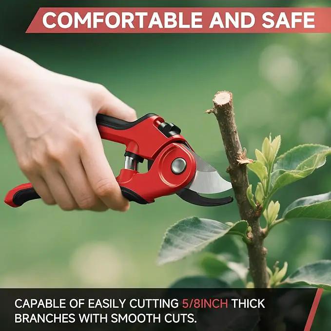 8-Inch Professional Pruning Shears - SK5 Steel Blades, Non-Stick Coating, Ergonomic Design, Suitable for Thick Branches, Safety Lock by GreenHaven Gardens