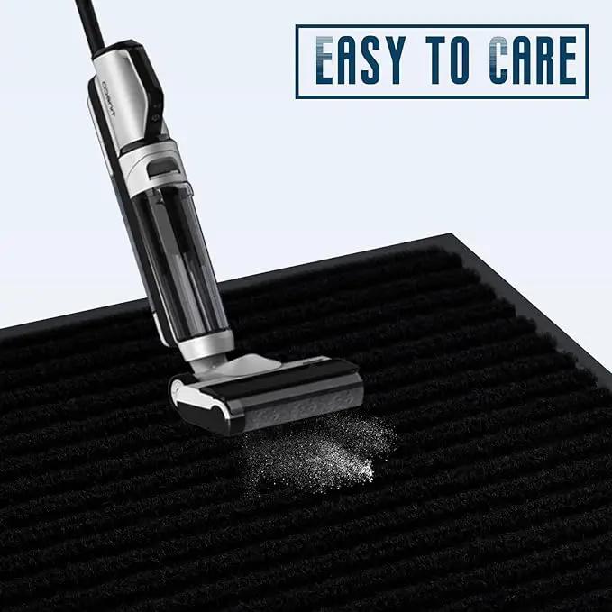 fani Heavy Duty Large Outdoor Indoor Entrance Black Doormat Waterproof Low Profile Entrance Rug Front Door Mat Patio Anti-Skid Rubber Back, 23x72 inch (Jet Black) by GreenHaven Gardens
