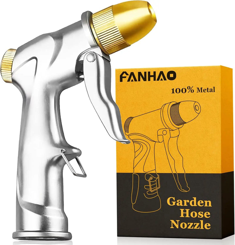 FANHAO Upgraded Garden Hose Nozzle Sprayer, 100% Heavy Duty Metal Handheld Water Nozzle High Pressure in 4 Spraying Modes for Watering Plants and Lawn, Car Washing, Patio and Pet by GreenHaven Gardens