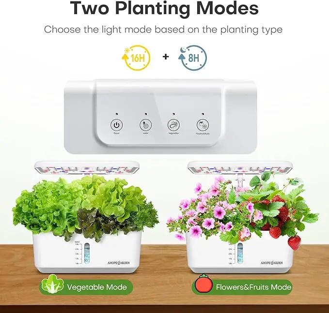 Ahopegarden Indoor Garden Hydroponics Growing System: 10 Pods Plant Germination Kit Aeroponic Herb Vegetable Growth Lamp Countertop with LED Grow Light - Hydrophonic Planter Grower Harvest Lettuce by GreenHaven Gardens