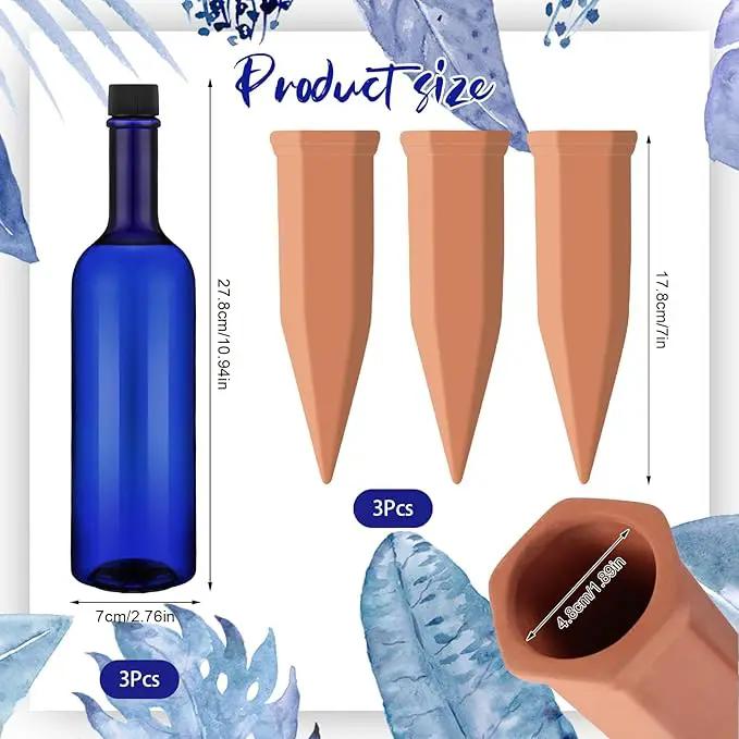 3 Sets Plant Watering Devices Terracotta 26 oz Self Watering Spikes Plastic Wine Bottles Slow Release Vacation Insert Automatic Plant Pot Waterer Device for Indoor Outdoor Garden by GreenHaven Gardens