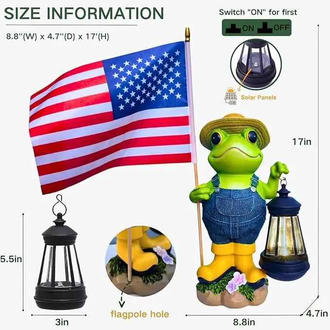 Garden Statues Frog with Solar Lantern, Outdoor Frog Figurine Decorations for Patio Yard Lawn Ornaments, Gifts for Mom/Grandma Birthday Housewarming by GreenHaven Gardens