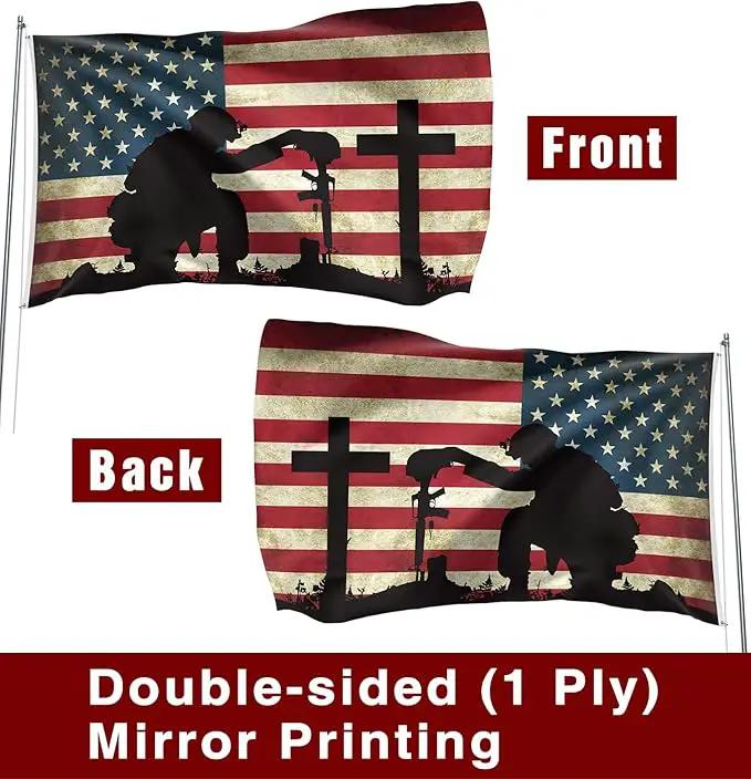 Memorial Day Flag 3x5 Ft for Outdoor Flag, Faith Over Fear Flag Remember Our Heroes Christian American Flags for Outside 3x5 Ft Double Sided Christian Banners with Brass Grommets by GreenHaven Gardens