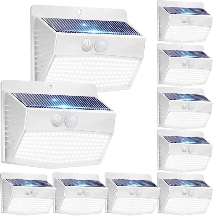 Solar Lights Outdoor Motion Sensor [138 LED/10 Packs] Solar Security Lights with 3 Lighting Modes Solar Wall Lights Waterproof Solar Powered Lights for Garden Fence Yard Deck, White by GreenHaven Gardens