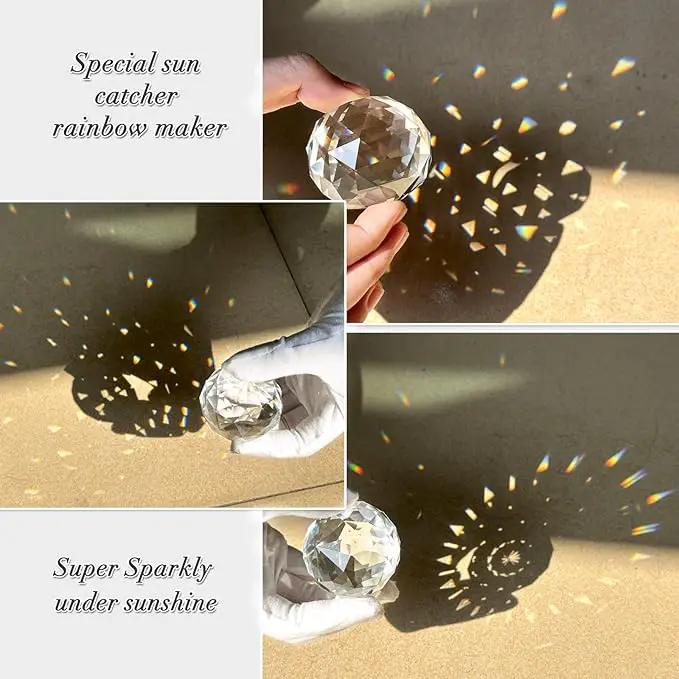 FONMY Gazing Ball Spiral Tail -Decorative Wind Spinner Sun Catcher 11 inch Tail and 2 inch Clear Crystal Orb. Indoor Outdoor Garden Decoration -13 inch Height by GreenHaven Gardens