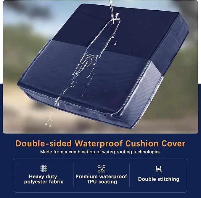 Favoyard Outdoor Seat Cushion Set 24 x 24 Inch Waterproof & Fade Resistant Patio Furniture Cushions with Removable Cover, Handle and Adjustable Straps for Chair Sofa Couch by GreenHaven Gardens
