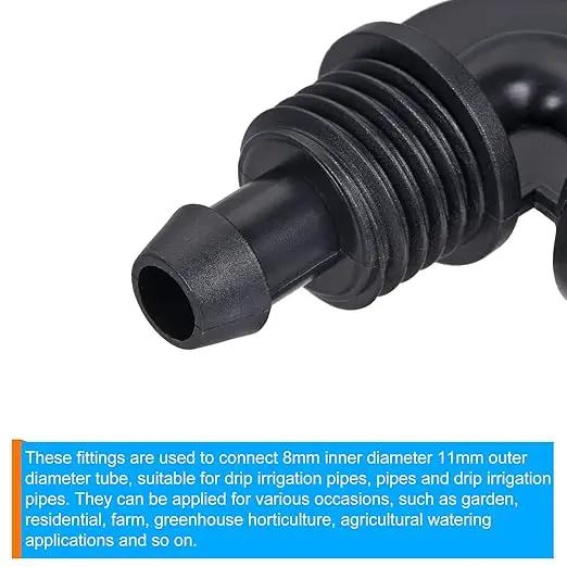 MECCANIXITY Drip Irrigation Elbow Barbed Fitting 8mm/11mm Tubing for Garden Drip Tape Tubing Sprinkler System Black Pack of 15 by GreenHaven Gardens