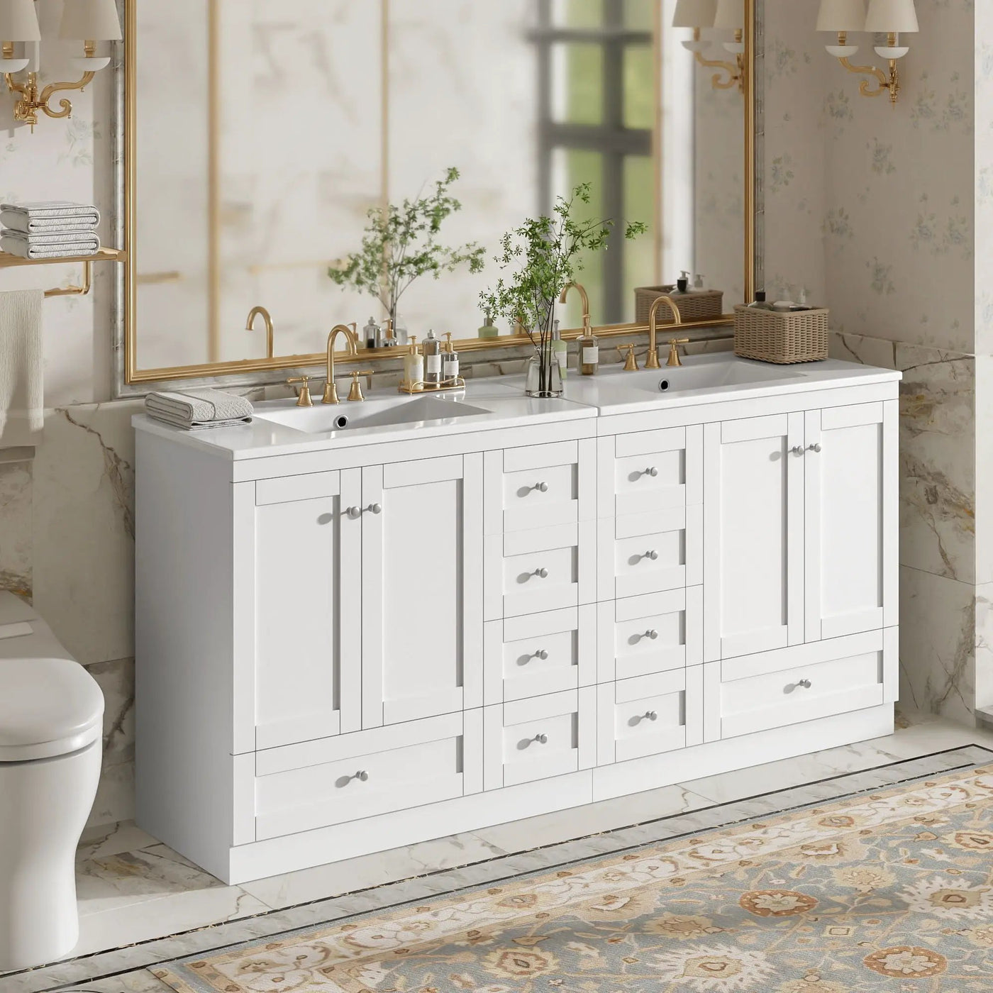 Shaker Free Standing Bathroom Vanity Cabinet & Sink, Soft Close Drawers, Soft Close Doors by Unique Piece Furniture
