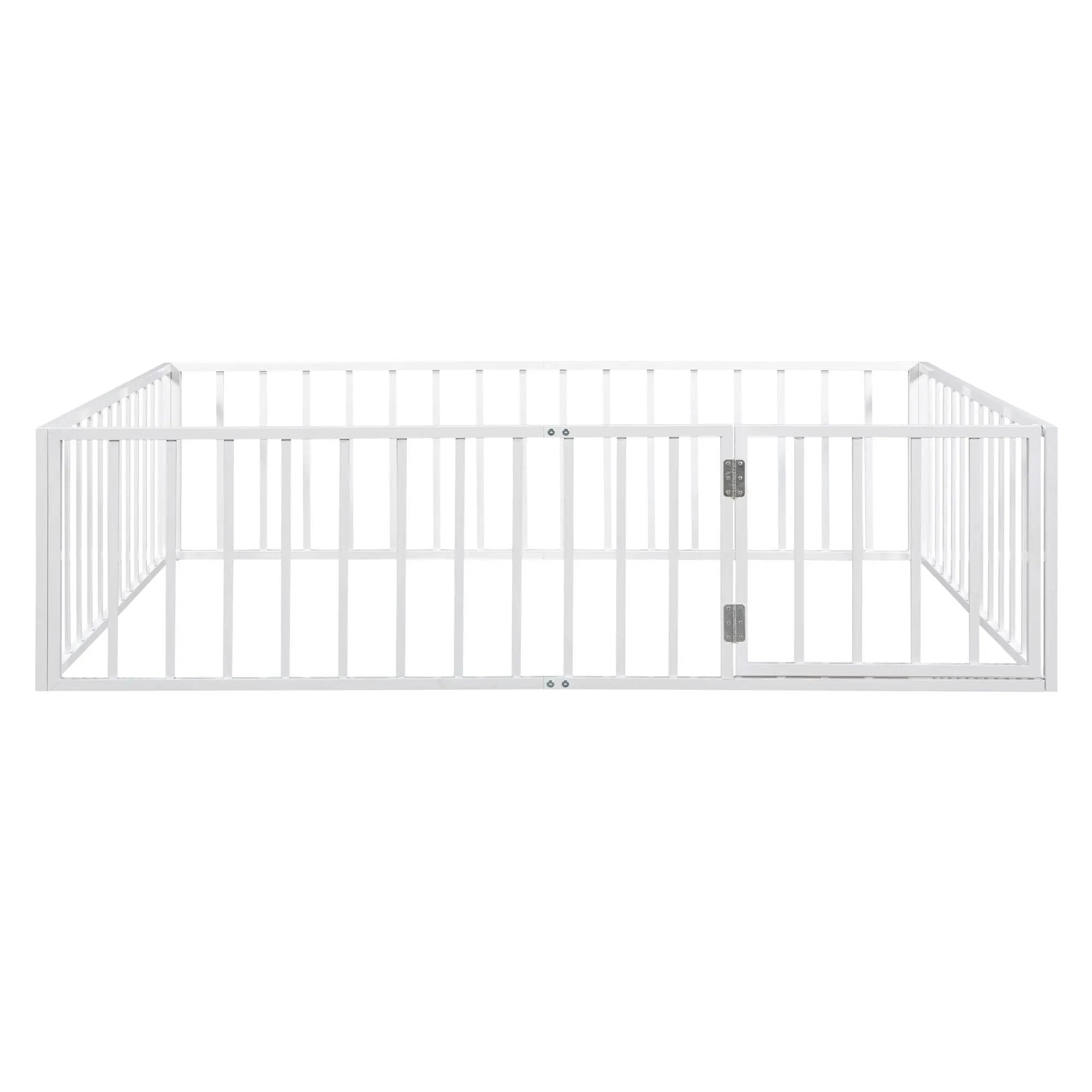 Metal Floor Bed Frame With Fence And Door by HouseOfZazla